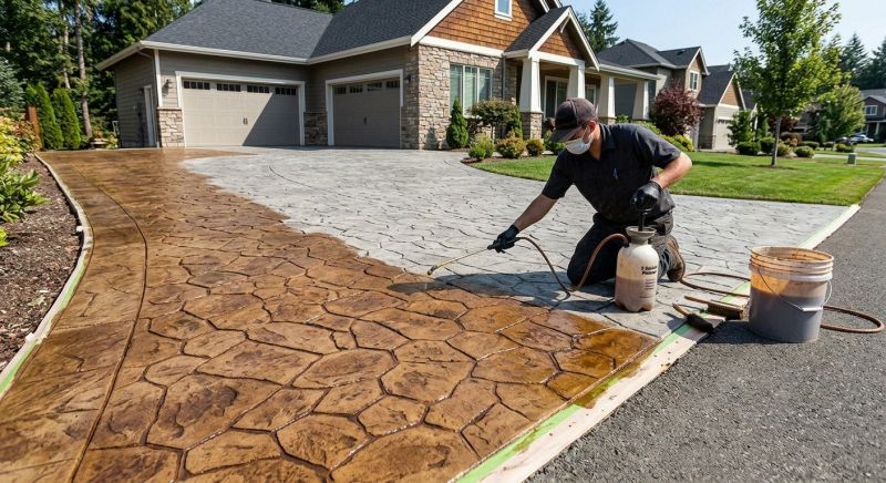 Driveway Concrete Staining in Fort Worth, TX